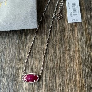 New Kendra Scott Elisa Gold Necklace Maroon jade